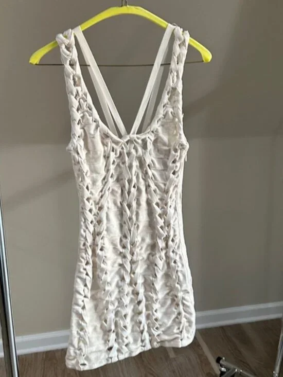 Herve Leger Cream Mini Dress - Picture 2 of 14